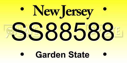 SS88588 New Jersey License Plate