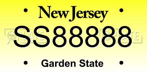 SS88888 New Jersey License Plate