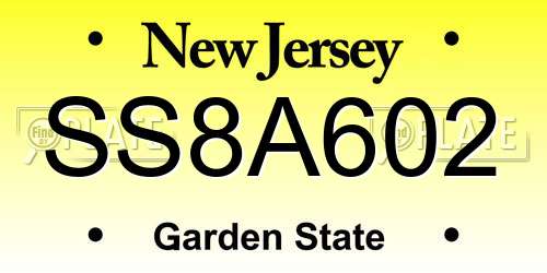 SS8A602 New Jersey License Plate
