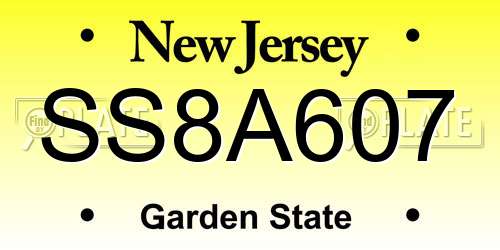 SS8A607 New Jersey License Plate