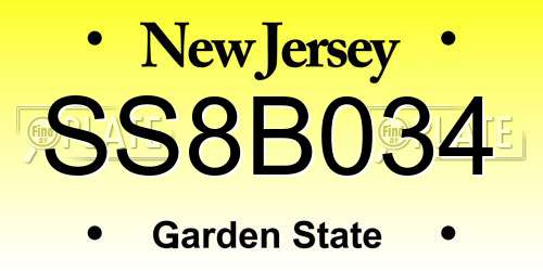 SS8B034 New Jersey License Plate