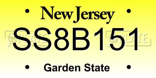 SS8B151 New Jersey License Plate