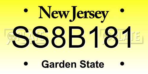 SS8B181 New Jersey License Plate