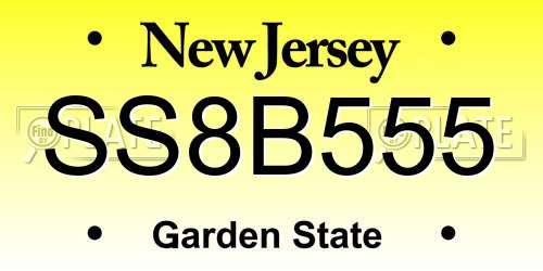 SS8B555 New Jersey License Plate