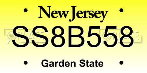 SS8B558 New Jersey License Plate