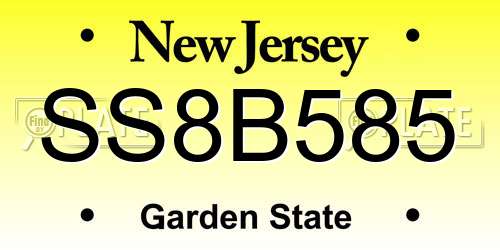 SS8B585 New Jersey License Plate
