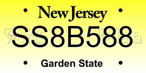 SS8B588 New Jersey License Plate