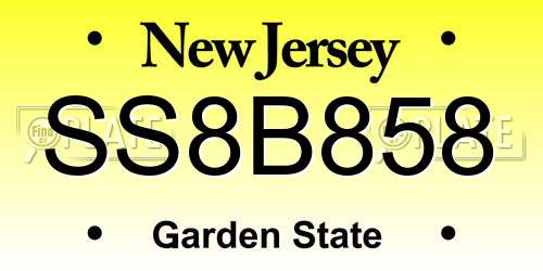 SS8B858 New Jersey License Plate