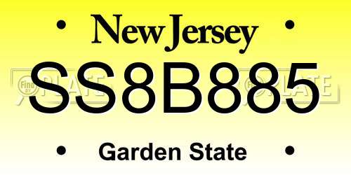 SS8B885 New Jersey License Plate