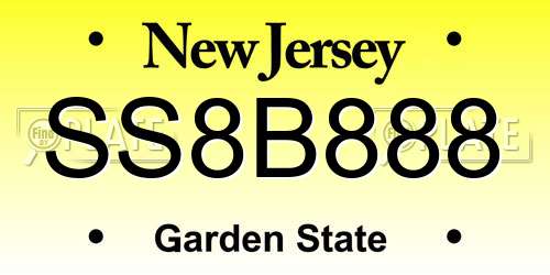 SS8B888 New Jersey License Plate