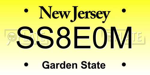 SS8E0M New Jersey License Plate