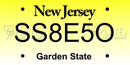 SS8E5O New Jersey License Plate