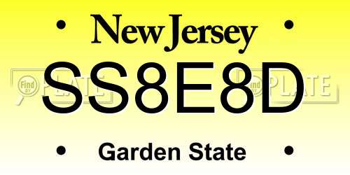 SS8E8D New Jersey License Plate