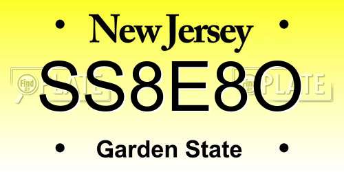 SS8E8O New Jersey License Plate