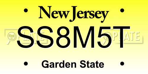 SS8M5T New Jersey License Plate