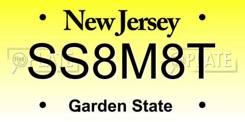 SS8M8T New Jersey License Plate