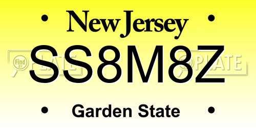 SS8M8Z New Jersey License Plate