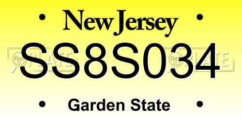 SS8S034 New Jersey License Plate