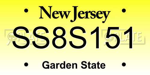 SS8S151 New Jersey License Plate