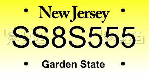 SS8S555 New Jersey License Plate
