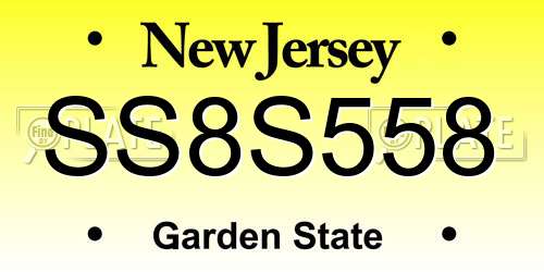 SS8S558 New Jersey License Plate