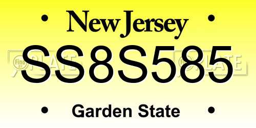 SS8S585 New Jersey License Plate