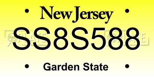 SS8S588 New Jersey License Plate