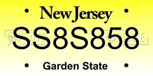 SS8S858 New Jersey License Plate
