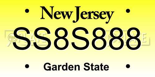 SS8S888 New Jersey License Plate