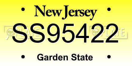 SS95422 New Jersey License Plate