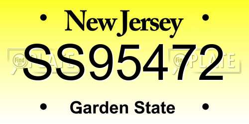 SS95472 New Jersey License Plate