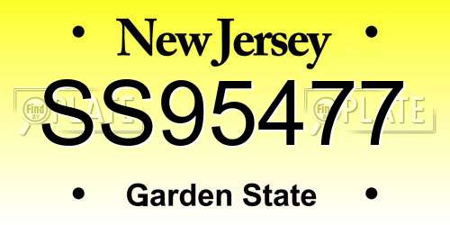 SS95477 New Jersey License Plate