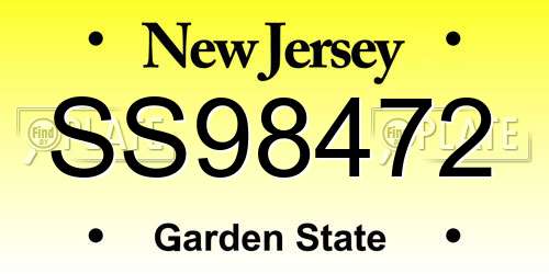 SS98472 New Jersey License Plate