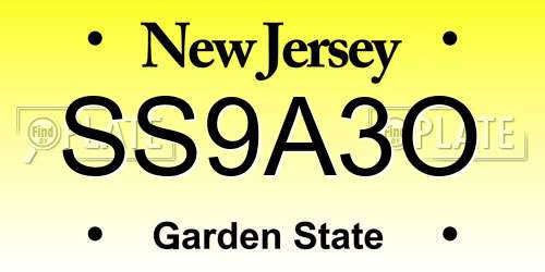 SS9A3O New Jersey License Plate