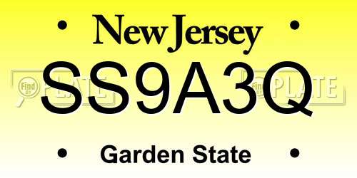 SS9A3Q New Jersey License Plate