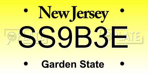 SS9B3E New Jersey License Plate