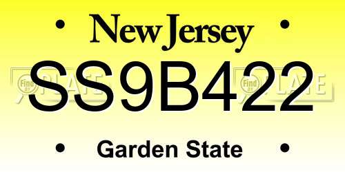SS9B422 New Jersey License Plate