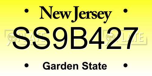 SS9B427 New Jersey License Plate