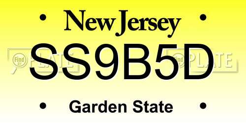 SS9B5D New Jersey License Plate