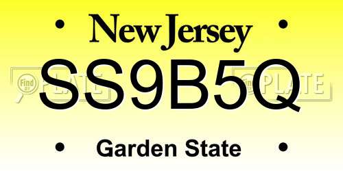 SS9B5Q New Jersey License Plate