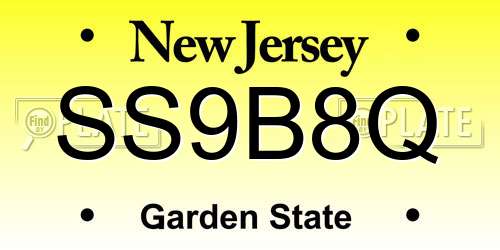 SS9B8Q New Jersey License Plate