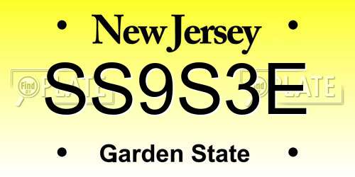 SS9S3E New Jersey License Plate