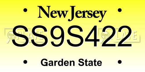 SS9S422 New Jersey License Plate