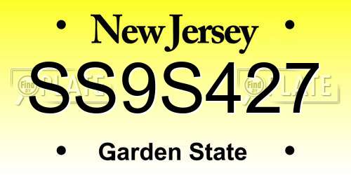 SS9S427 New Jersey License Plate