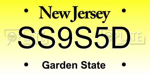 SS9S5D New Jersey License Plate