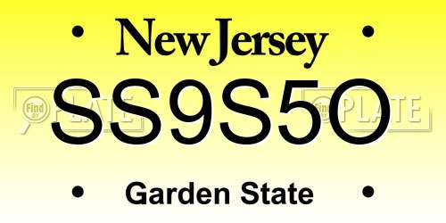 SS9S5O New Jersey License Plate