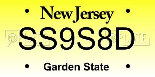 SS9S8D New Jersey License Plate