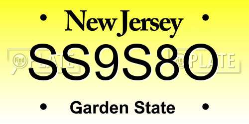 SS9S8O New Jersey License Plate