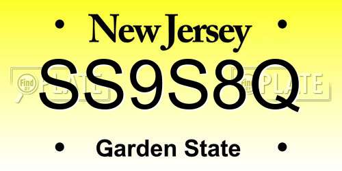 SS9S8Q New Jersey License Plate
