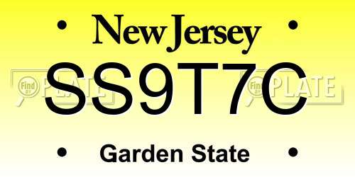 SS9T7C New Jersey License Plate